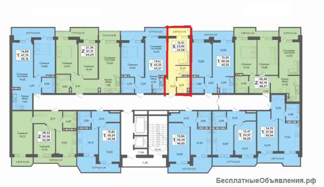 Студия 25 м² этаж 16/20