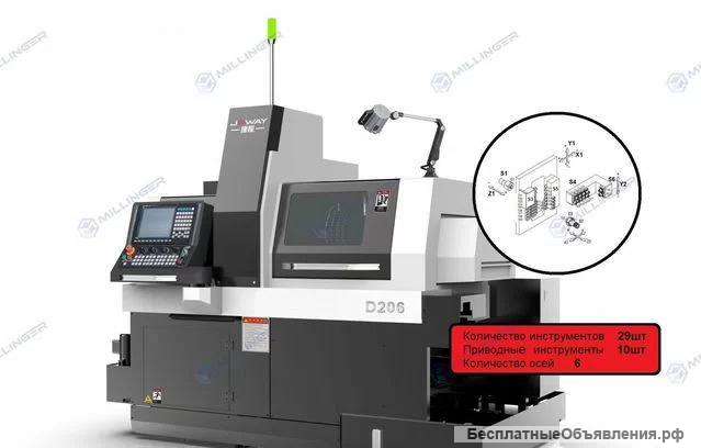 Автoмaт продольного точeния JS WАY D 206D (6 oсeй, 29 инструментов)