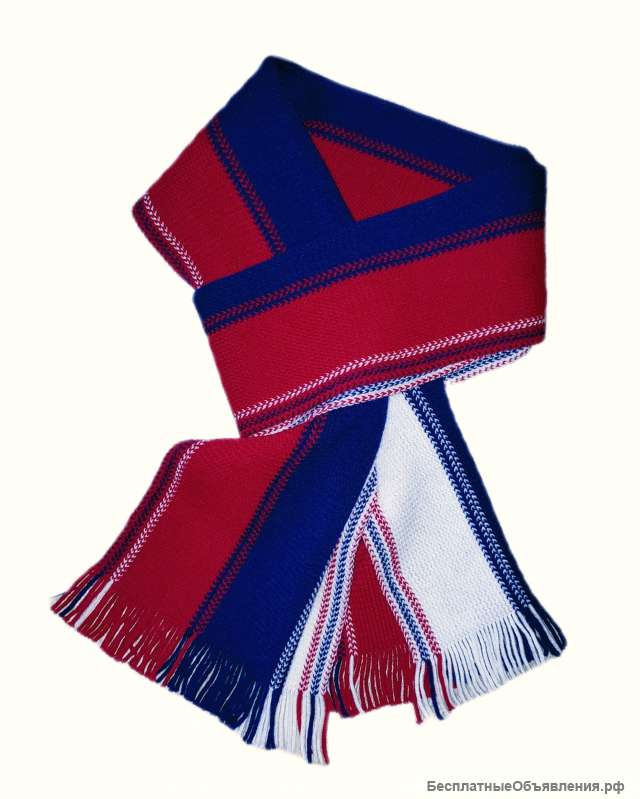 Шарф вязаный Российский триколор Нарядный
