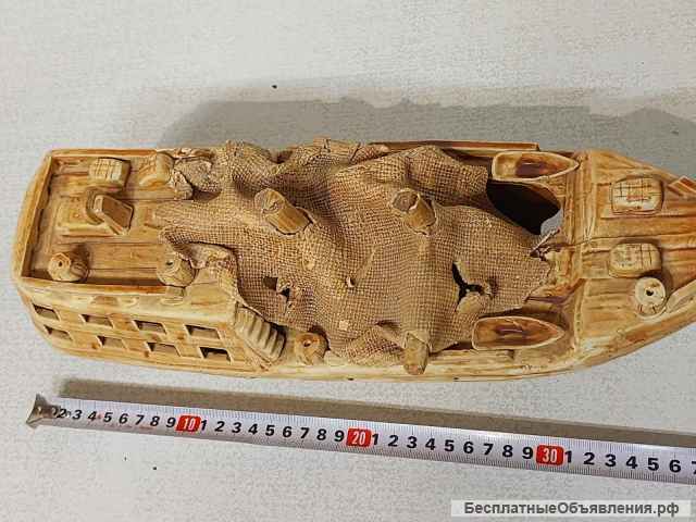 Большой аквариумный затонувший корабль грот для рыбок, 38 см, новый