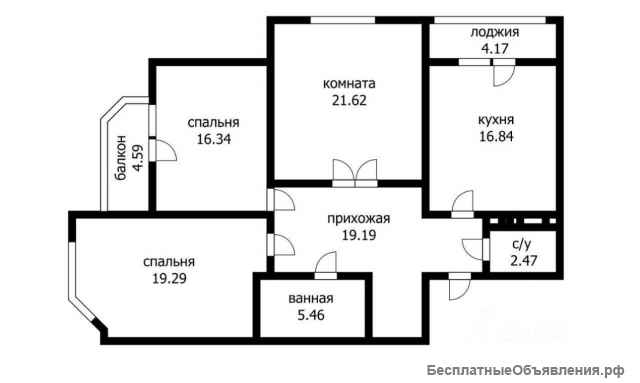 3 комн.кв 110 м² этаж 12/16