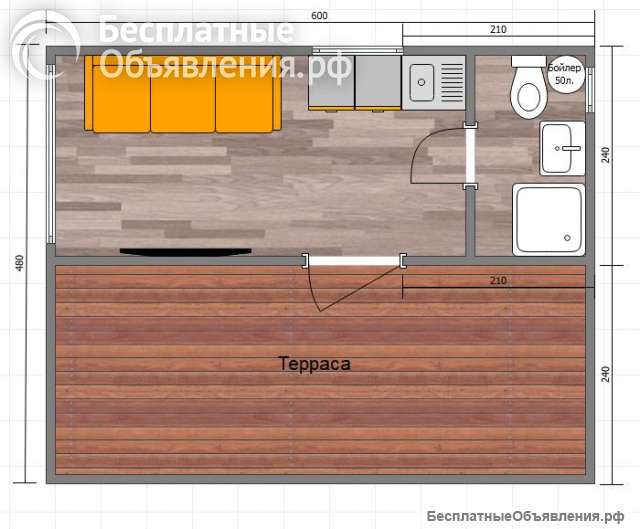 Дачный модульный дом 28 м2 с верандой
