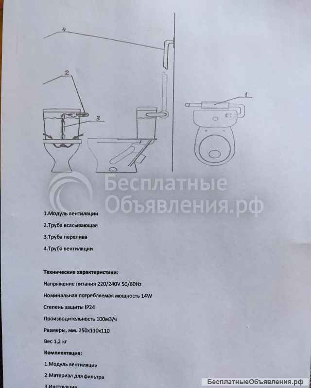 Вентиляция чаши унитаза