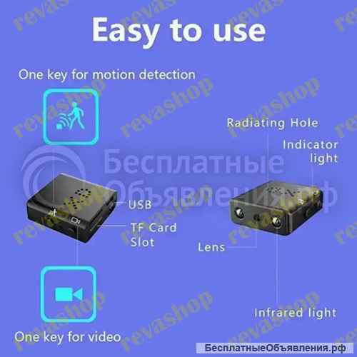 Мини камера видеонаблюдения Wi-Fi XD HD 1080 Камера видеонаблюдения с функцией ночного видения, Wi