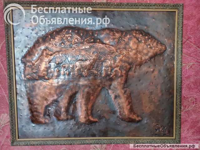 Панно из серии. "Медведи и Север." Медь.60х75 4 штуки разные
