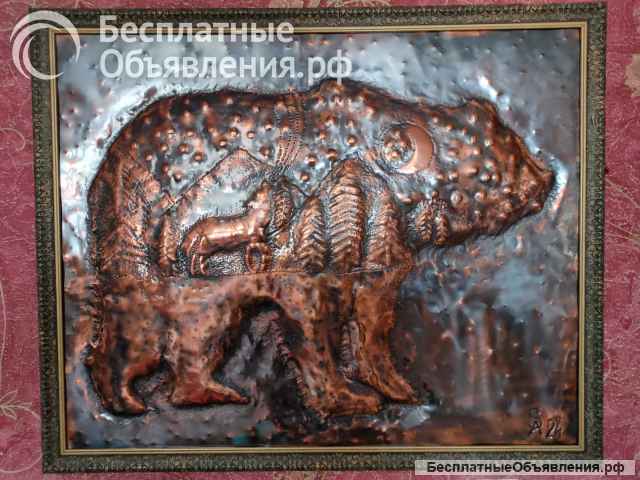 Панно из серии. "Медведи и Север." Медь.60х75 4 штуки разные