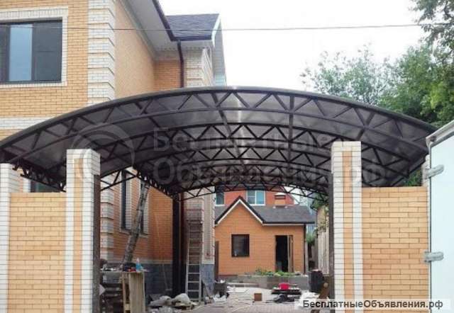 Изготавливаем навесы, козырьки для автомобилей различных форм, заборы, ворота под ключ от эконом до
