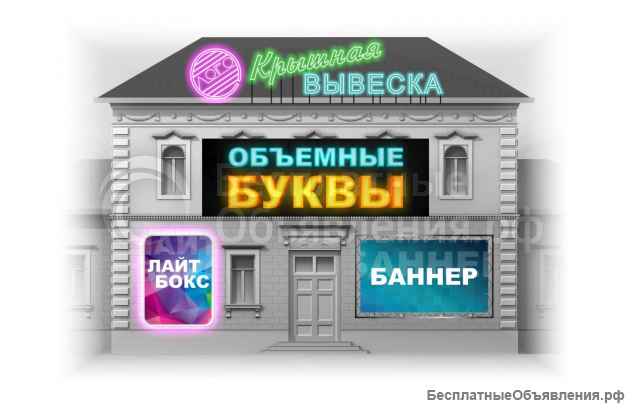 Изготовление рекламных вывесок, световых букв