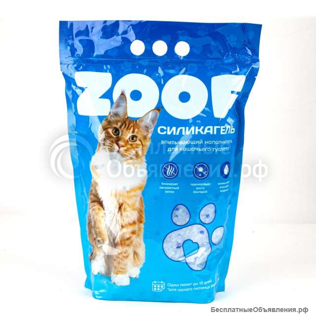 Наполнитель силикагель для кошек 3.8 оптом ZOOF