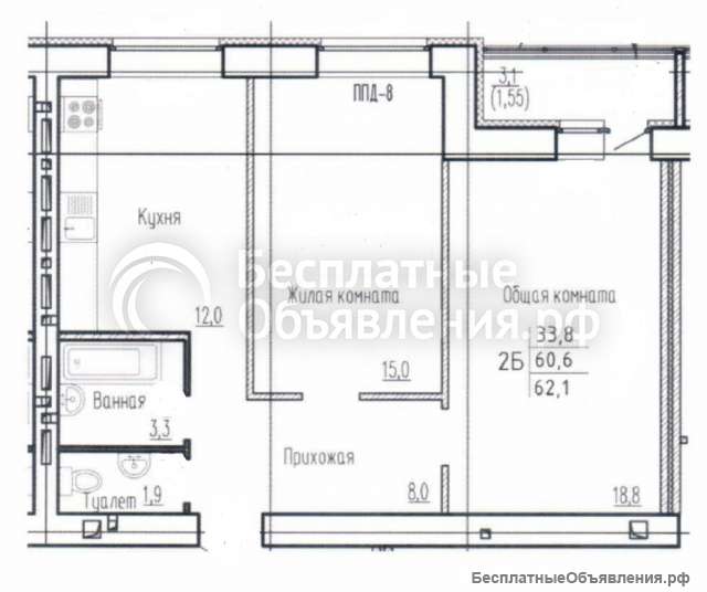 В продаже 2- комн. квартира по ул. Н. Лавровой, 17. Дом сдан.