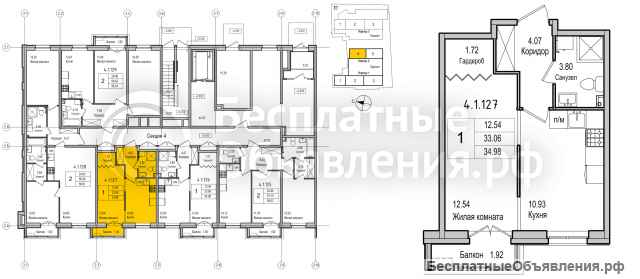 1к.кв, 34м2, ПП, Нейшлодский пер, 29/23, м"Выборгская"-5м/пешком