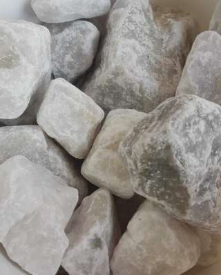 Камни для бани Кварц белый галтов. Горячий лед, 20 кг