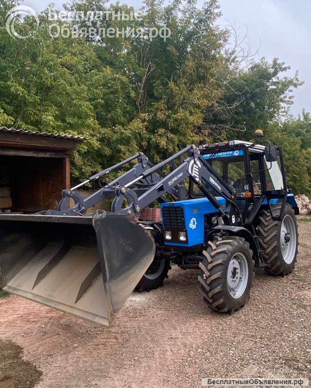 Вспашка земли плугом и почвофрезой МТЗ 82.1