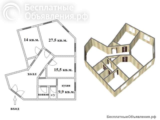 Квартира на Кутузовском проспекте, три комнаты