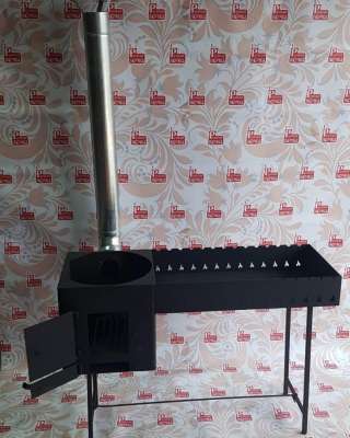 Мангал с печью под казан из металла (разборный)