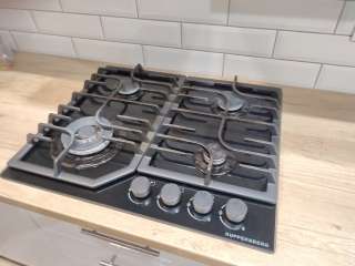 Газовая варочная панель Kuppersberg FG 63 B Панель конфорок: газ на стекле Всего конфорок: 4 шт. б/у