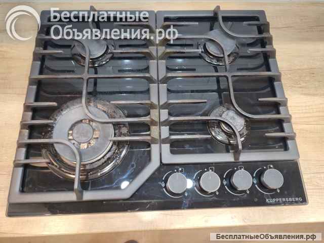 Газовая варочная панель Kuppersberg FG 63 B Панель конфорок: газ на стекле Всего конфорок: 4 шт. б/у