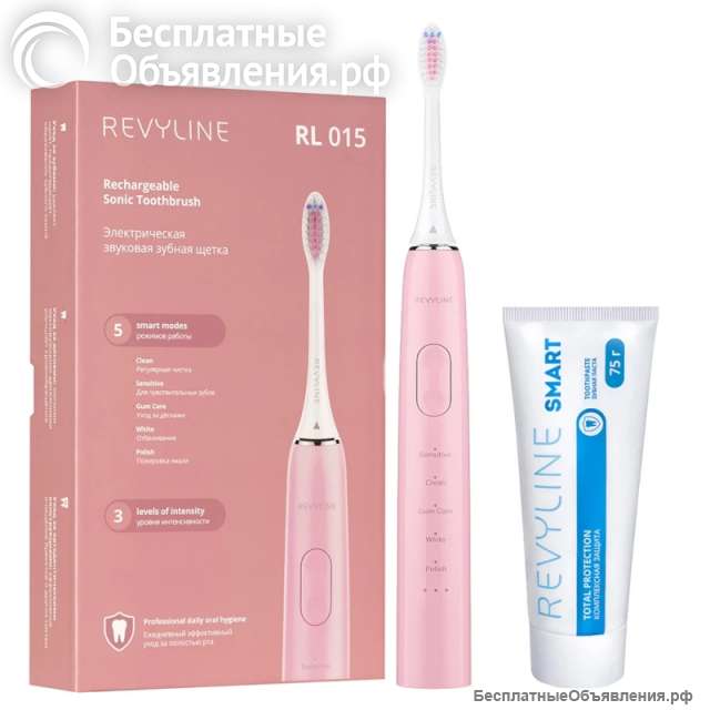 Набор звуковая щетка Revyline RL015 Pink и паста для зубов Smart