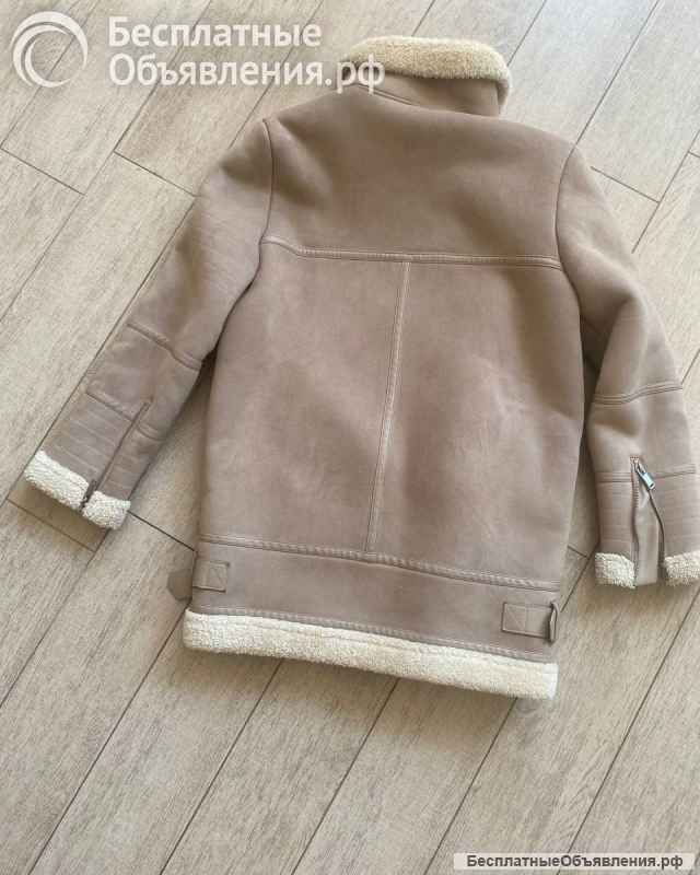 Дубленка женская фирменная - ZARA., Оверсайз, подходит и дамам до 50 размера, М