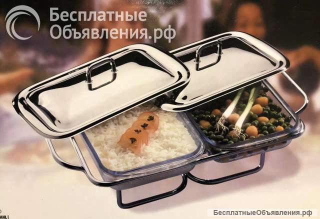 Набор сервировочных блюд с крышками из нержвеющей