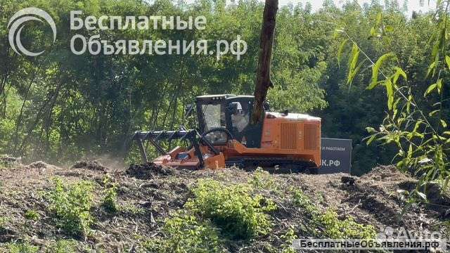 Гусеничный мульчер, расчистка от деревьев