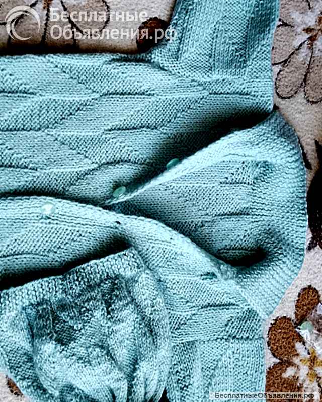 Вязаный комбинезон и шапочка 100% шерсть на 7-12 мес