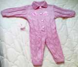 Вязаный комбинезон для девочки 7-12 мес. 100% овечья шерсть