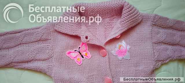 Вязаный комбинезон для девочки 7-12 мес. 100% овечья шерсть