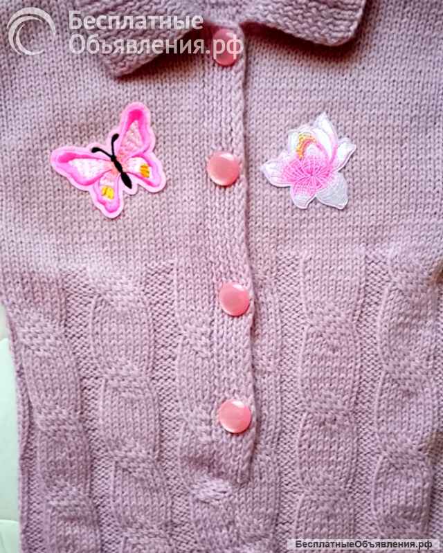 Вязаный комбинезон для девочки 7-12 мес. 100% овечья шерсть