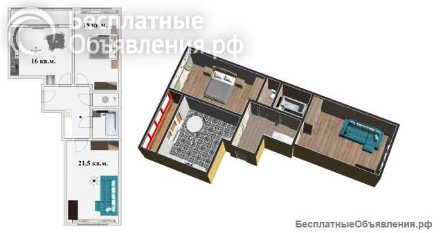 Квартира в ЖК Большие Мытищи, 2 комнаты