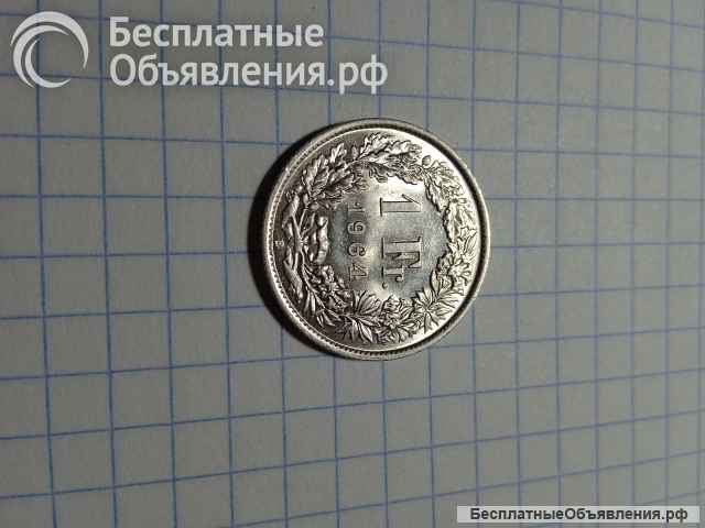 Монета 1 франк 1964 год