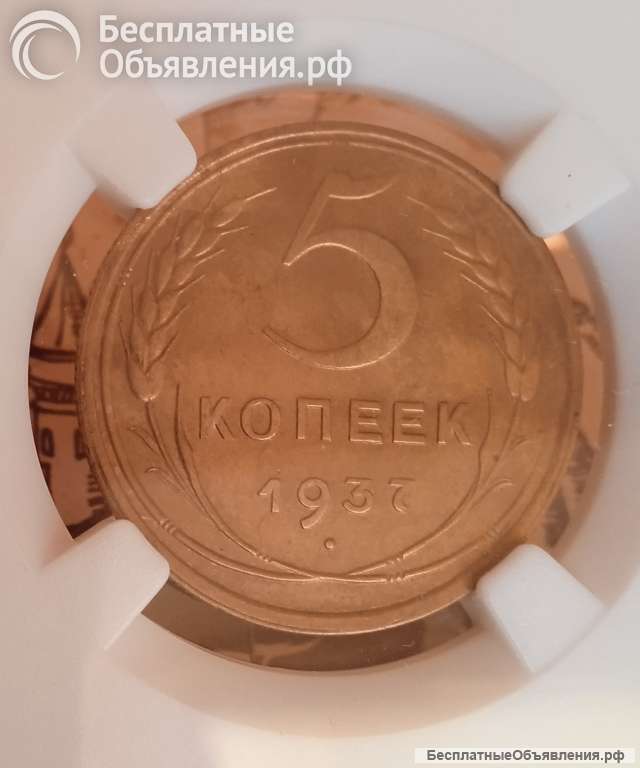 Монета 5 копеек 1937 года