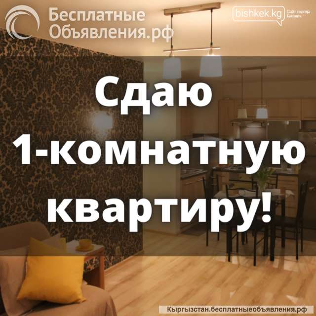 Сдаю 1-комнатную квартиру, в центре, 30 000 сом, б/п