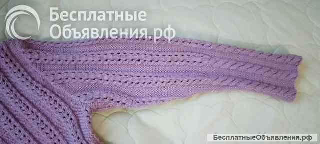 Лавандовое платье ручной вязки из овечьей шерсти