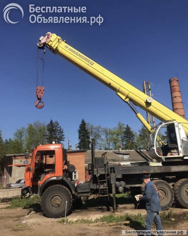 Аренда и услуги автокрана-вездехода, 25 т, 33 м, с гуськом 7 м