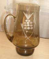 Набор из 6 кружек темного стекла с виноградом