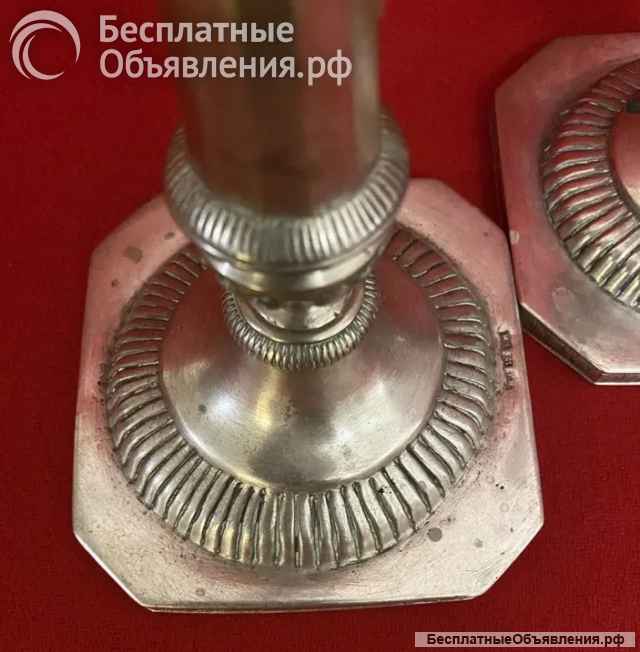 Пара старинных серебряных подсвечников. Мастерская Маслова Григория. Россия, Москва, 1823-1838 гг.
