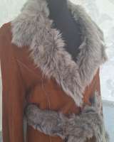 Дубленка женская с поясом 42