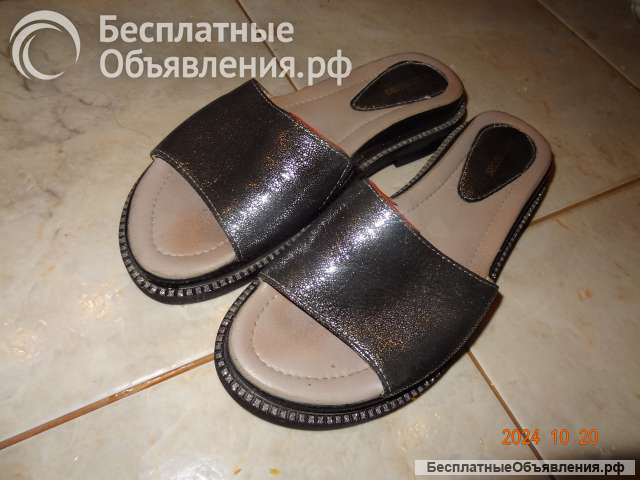 Сабо шлепки тапки низкий каблук натур кожа разм 39 40 б/у_т. 8-996-4172194