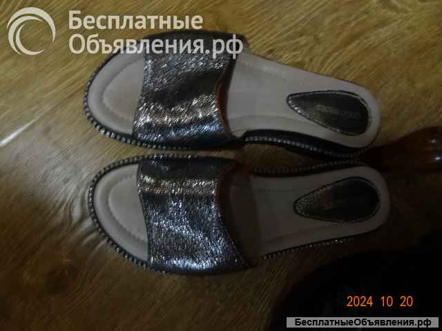 Сабо шлепки тапки низкий каблук натур кожа разм 39 40 б/у_т. 8-996-4172194