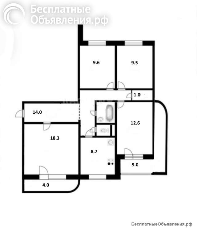 Четырёхкомнатную квартиру в Заельцовском районе