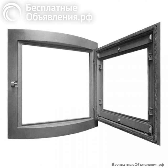 Дверка радиальная топочная герметичная со стеклом и 2-мя шиберами