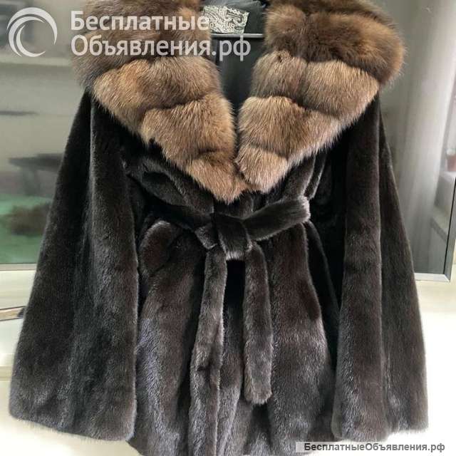 Шуба норковая воротник Соболь