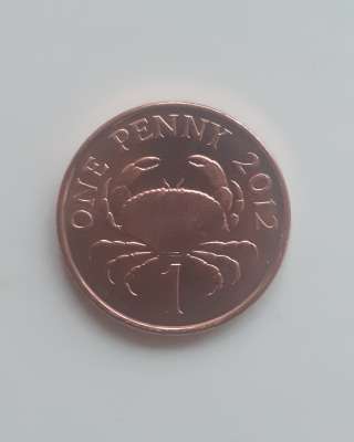 Монета Гернси 1 пенни (penny) 2012 г. Краб. Новая