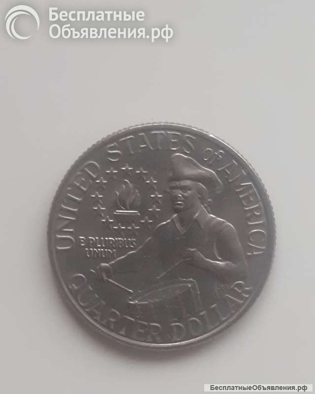 Монета США 25 центов (квотер, 1/4 доллара) 1976 г