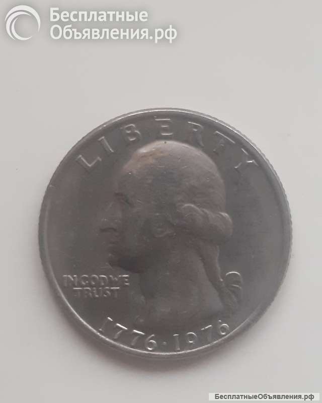 Монета США 25 центов (квотер, 1/4 доллара) 1976 г