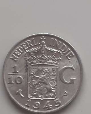 Нидерландская Индия 1/10 гульдена 1945 Серебро