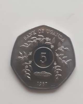 Монета Уганда 5 шиллингов 1987 г. Новая