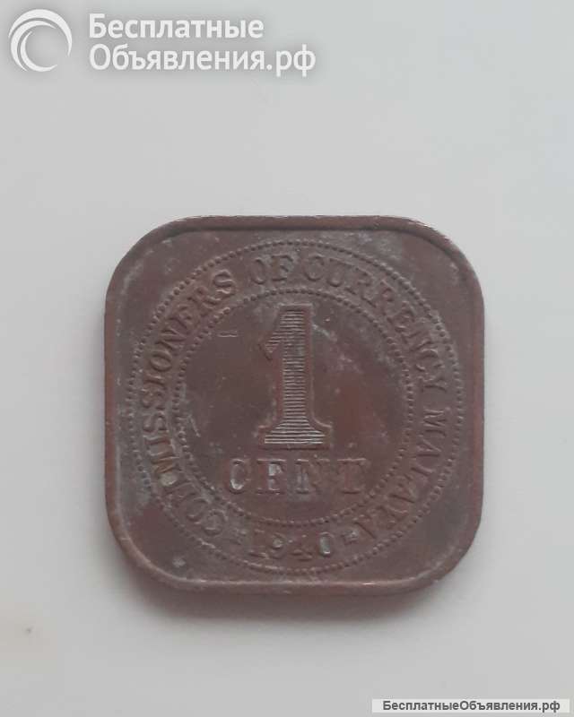 Монета Малайя 1 цент (cent) 1940 г. Георг VI
