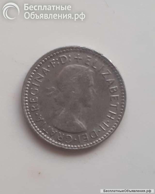 Монета Австралия 6 пенсов (pence) 1962 г. серебро